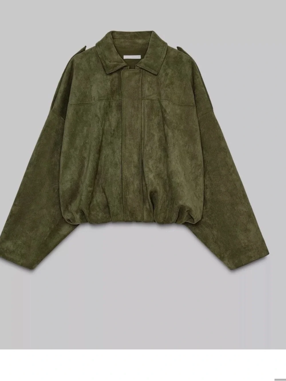 Zara Olive Green faux Suede bomber Jacket - Picture 4 of 10